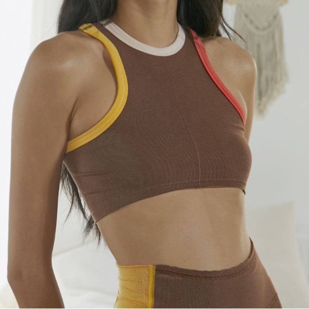 Seamless Brown Stretch Crop Top (part of set)